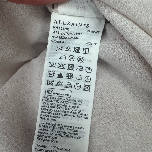 All Saints Ava Momo Dress Floral Print Long Sleeve Ruffle - Pink - US Size 4 - Picture 12 of 13